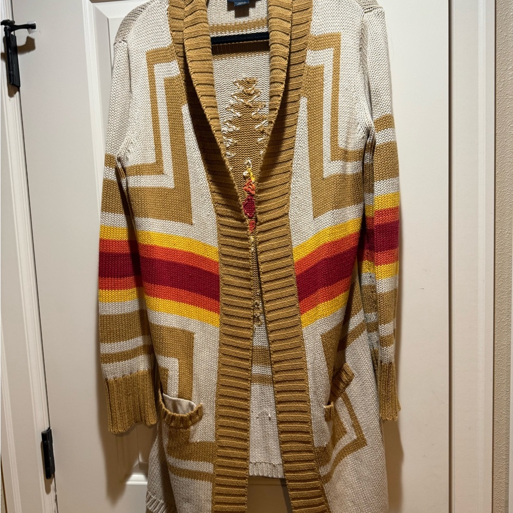 Pendleton Mustard and Cream Knit Cardigan